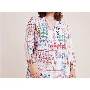 Anthropologie Daniel Rainn Westerly Patchwork Boho Midi Dress Size 3X